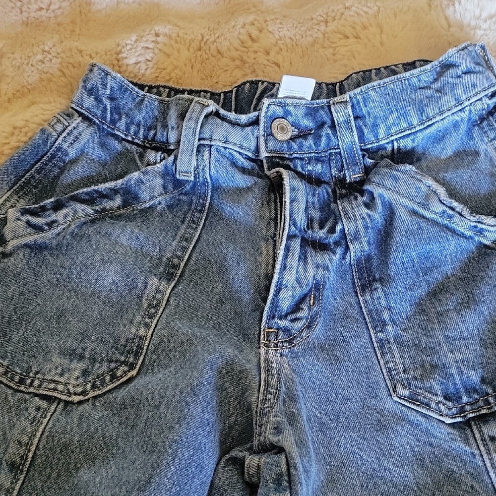 VINTAGE Relaxed Blue Denim Jeans with Contrast Stitching